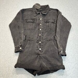 White Fox Black Denim Romper Boy’s Club Playsuit Size XS / Small NWT